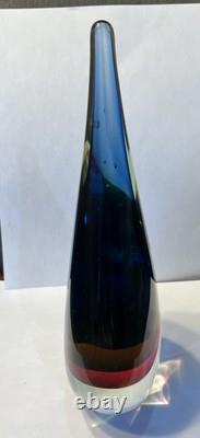 Vintage Murano Sommerso Triple Colored Tear Drop Sculpture by Seguso Flavio 11