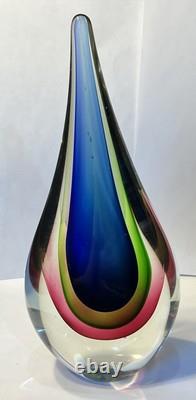 Vintage Murano Sommerso Triple Colored Tear Drop Sculpture by Seguso Flavio 11