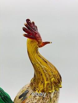 Vintage Murano Speckled Glass Bird Rooster Sculpture Made in Italy Large 14