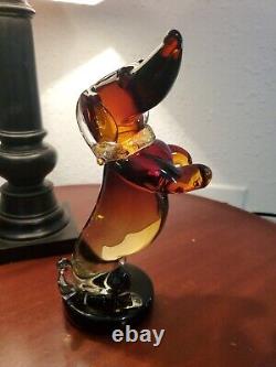 Vintage Murano Studio Art Glass Sculpture Dachshund Tribute To Alfred0 Barbini