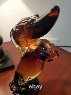 Vintage Murano Studio Art Glass Sculpture Dachshund Tribute To Alfred0 Barbini