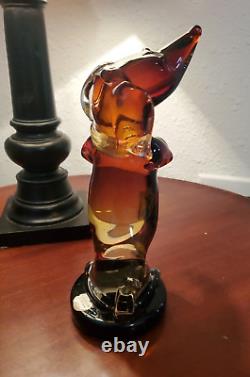 Vintage Murano Studio Art Glass Sculpture Dachshund Tribute To Alfred0 Barbini