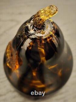 Vintage Murano Style Amber Blown Glass Art Pear 7 1/4