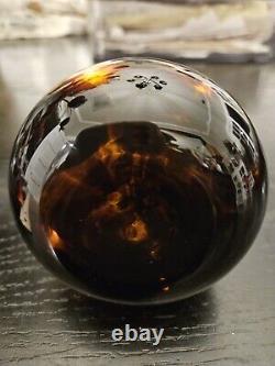 Vintage Murano Style Amber Blown Glass Art Pear 7 1/4