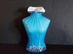 Vintage Murano Style, Art Glass, Aqua Blue & White Cased Female Torso Vase, Rare