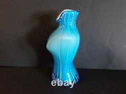 Vintage Murano Style, Art Glass, Aqua Blue & White Cased Female Torso Vase, Rare