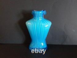 Vintage Murano Style, Art Glass, Aqua Blue & White Cased Female Torso Vase, Rare