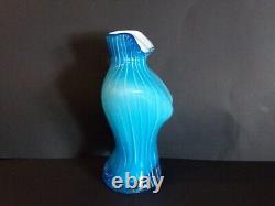 Vintage Murano Style, Art Glass, Aqua Blue & White Cased Female Torso Vase, Rare