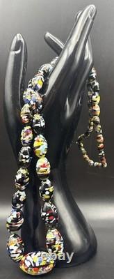 Vintage Murano Style Art Glass Confetti Bead Statement Necklace