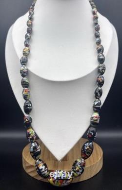 Vintage Murano Style Art Glass Confetti Bead Statement Necklace
