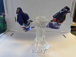 Vintage Murano Style Art Glass Group of Perched Blue Birds