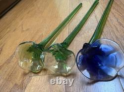 Vintage Murano Style Art Glass Long Stem Flowers 11 -12