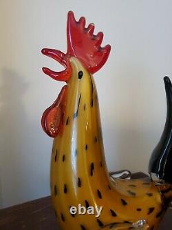 Vintage Murano Style Art Glass Rooster 10 tall