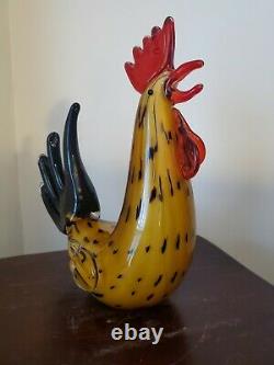 Vintage Murano Style Art Glass Rooster 10 tall