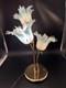 Vintage Murano Style Art Glass Tulip Lamp 3 Light Blue Brass Hollywood Regency