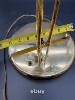 Vintage Murano Style Art Glass Tulip Lamp 3 Light Blue Brass Hollywood Regency