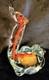 Vintage Murano Style Art Glass Two Hump Camel Sculpture Clear & Orange Colored