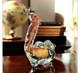 Vintage Murano Style Art Glass Two Hump Camel Sculpture Clear & Orange Colored