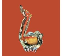 Vintage Murano Style Art Glass Two Hump Camel Sculpture Clear & Orange Colored