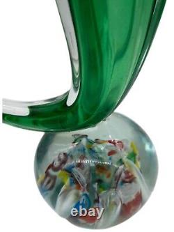 Vintage Murano Style Art Glass Vase Sculpted onto a Millefiori paperweight, MCM