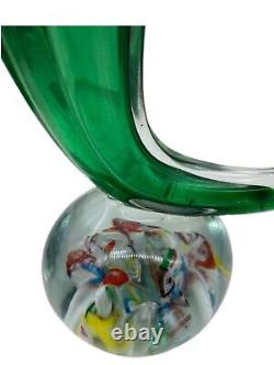 Vintage Murano Style Art Glass Vase Sculpted onto a Millefiori paperweight, MCM