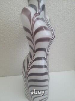 Vintage Murano Style Art Glass White withBrown Zebra Womans Bust Large Glass Vase