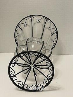 Vintage Murano Style Blown Caged Glass Bubble Vase Urn Planter Stand Art Deco