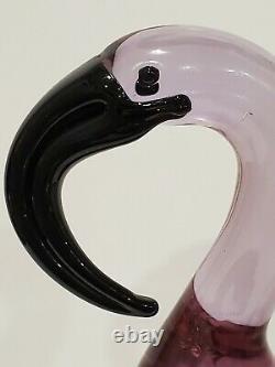 Vintage Murano Style Formia Art Glass Flamingo Toucan Bird Sculpture 11.5
