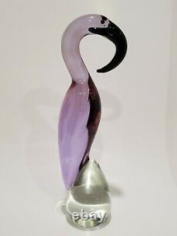 Vintage Murano Style Formia Art Glass Flamingo Toucan Bird Sculpture 11.5