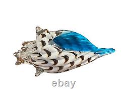 Vintage Murano Style Glass Conch Shell Hand Crafted Blue Accent 11