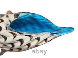 Vintage Murano Style Glass Conch Shell Hand Crafted Blue Accent 11