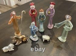 Vintage Murano Style Glass Manger Scene 9-Piece MCM B131