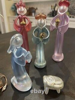 Vintage Murano Style Glass Manger Scene 9-Piece MCM B131