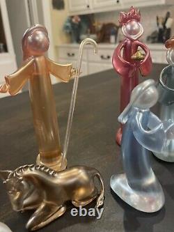 Vintage Murano Style Glass Manger Scene 9-Piece MCM B131