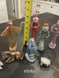 Vintage Murano Style Glass Manger Scene 9-Piece MCM B131