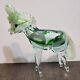 Vintage Murano Style Hand Blown Glass 6.5 Green/Clear Donkey/Mule Figurine READ