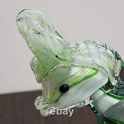 Vintage Murano Style Hand Blown Glass 6.5 Green/Clear Donkey/Mule Figurine READ