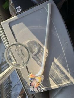 Vintage Murano Style Hand Blown Glass Flowers Set of 3 Long Stem exceptional