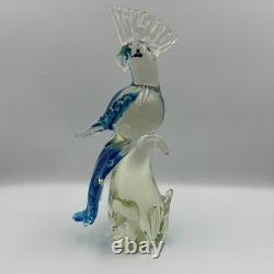 Vintage Murano Style Hand Blown Heavy Art Glass 12 Cockatoo/Parrot Sculpture