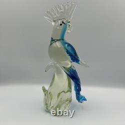 Vintage Murano Style Hand Blown Heavy Art Glass 12 Cockatoo/Parrot Sculpture