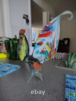 Vintage Murano Style Hand Blown Rooster Glass Art Figurine Beautiful