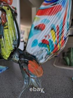 Vintage Murano Style Hand Blown Rooster Glass Art Figurine Beautiful