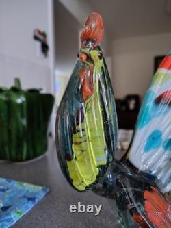 Vintage Murano Style Hand Blown Rooster Glass Art Figurine Beautiful