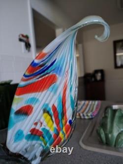 Vintage Murano Style Hand Blown Rooster Glass Art Figurine Beautiful