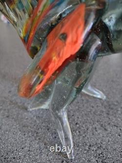 Vintage Murano Style Hand Blown Rooster Glass Art Figurine Beautiful