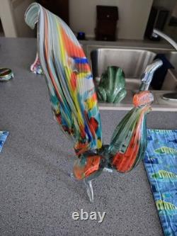 Vintage Murano Style Hand Blown Rooster Glass Art Figurine Beautiful