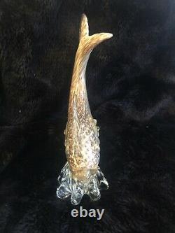 Vintage Murano Style Koi Fish Glass Sculpture 13 3/8 Tall