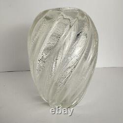 Vintage Murano Style Larry Laslo for Mikasa 7 Swirl Glass Vase w Silver Flake