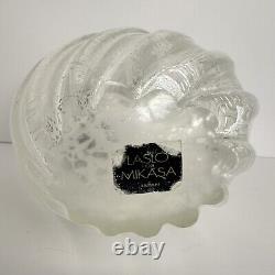 Vintage Murano Style Larry Laslo for Mikasa 7 Swirl Glass Vase w Silver Flake