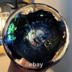 Vintage Murano Style Paper Weight Or Trinket Tray Handblown Blue and Green